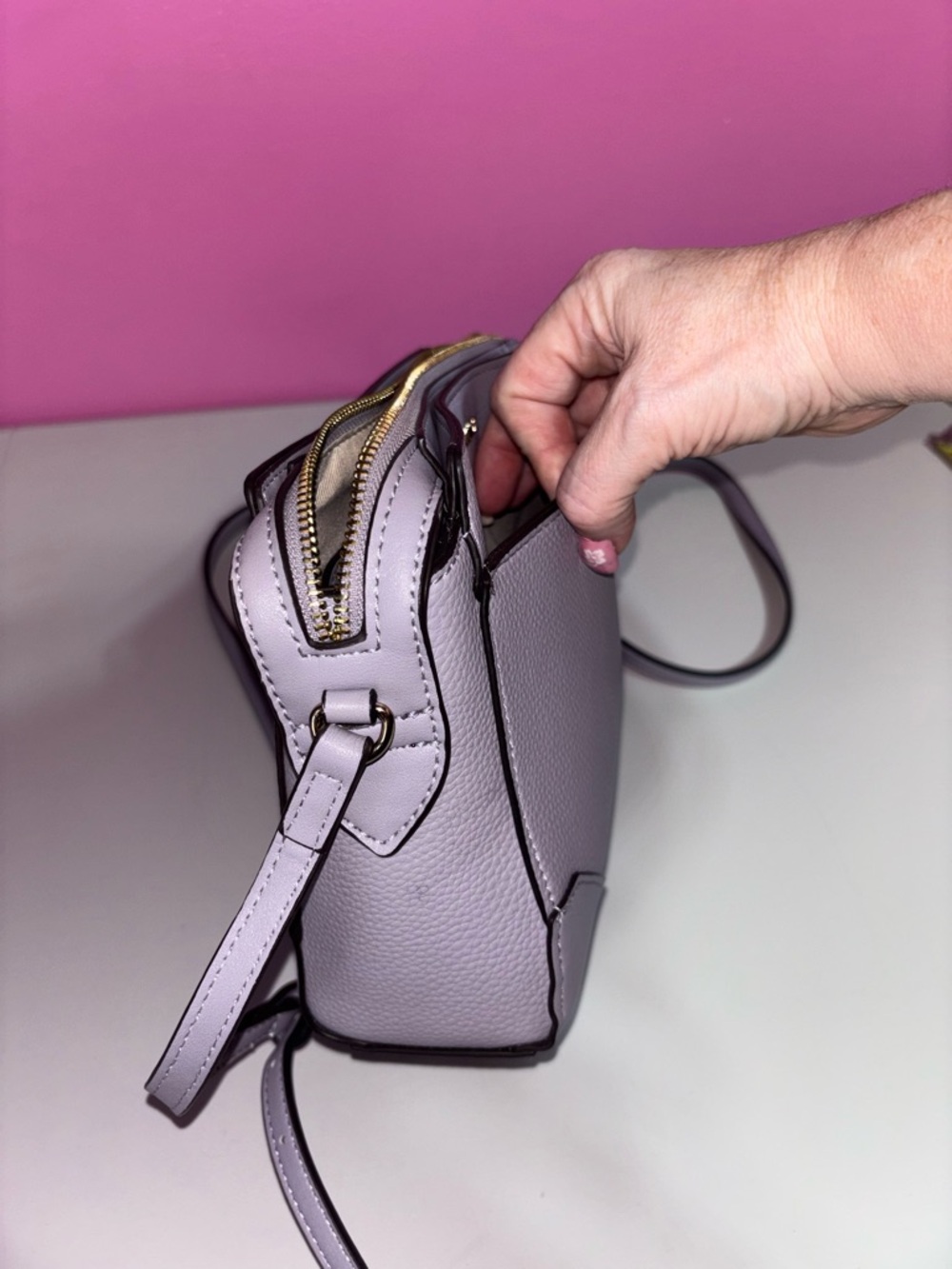 Nine West Soft Lavender Pebbled Crossbody - Picture 4 of 11